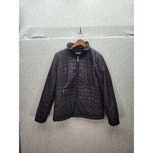 Lands End Womens Insulated Black Jacket Size S Polyester Shell & Lining Zip